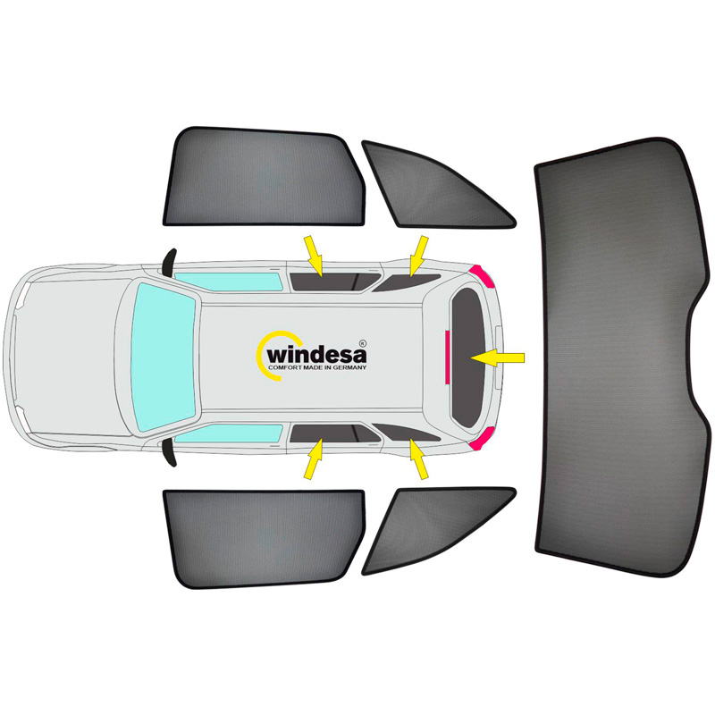 SunClip Zicht- & Zonwering  Volkswagen ID.Buzz (Bus) (Lange wielbasis) 2022-